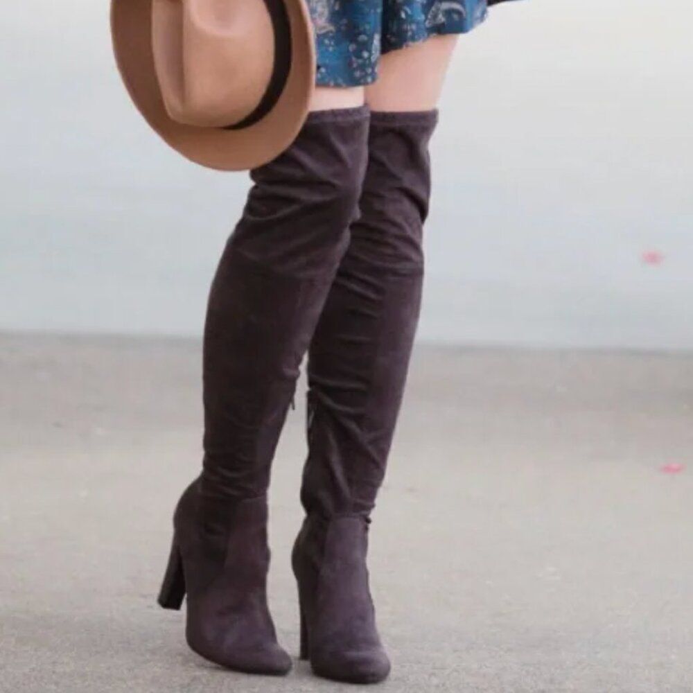 Unisa Faux Suede Over The Knee Boots in Brown in Size 8M
